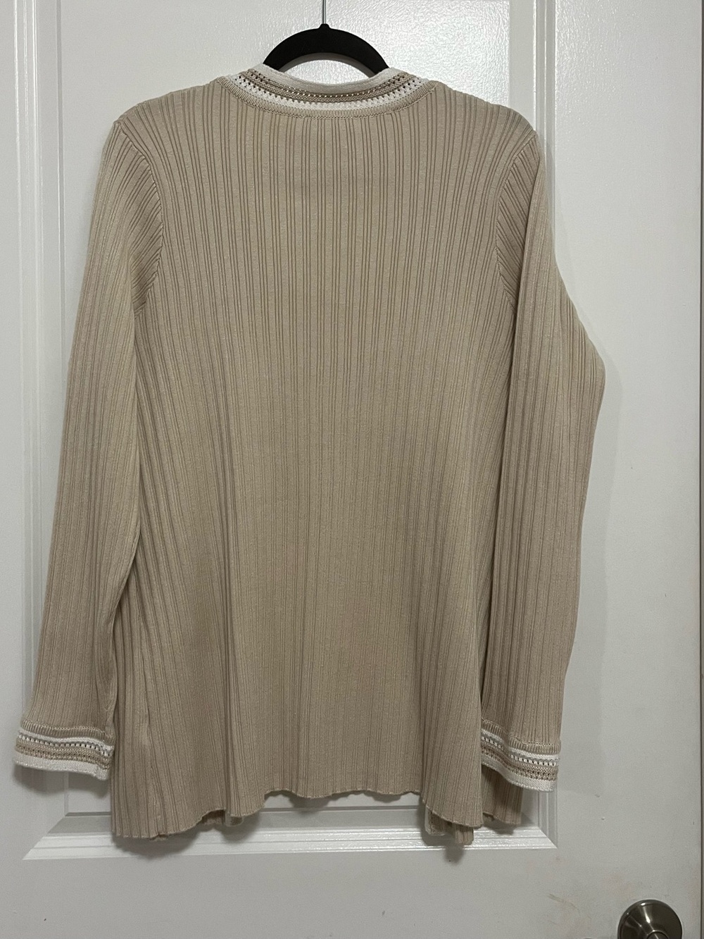 NWT Rio & Rian Ribbed Open Front Cardigan XL Beige Ivory - Picture 3 of 9